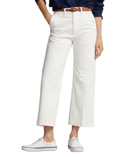 Укороченные широкие брюки Lauren Ralph Lauren, цвет White