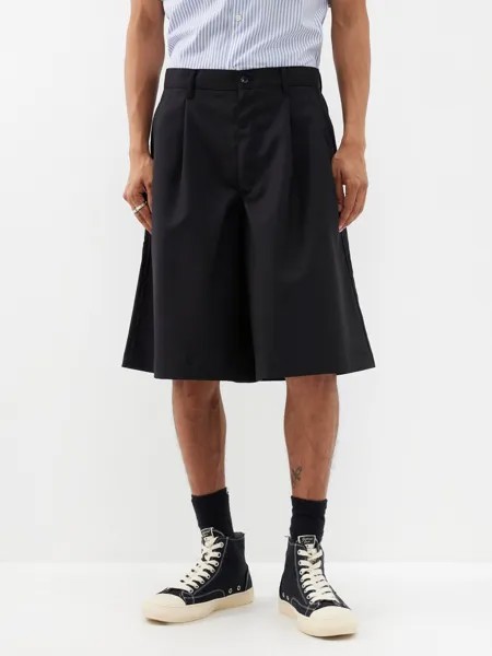 Широкие шерстяные шорты со складками Comme Des Garçons, черный