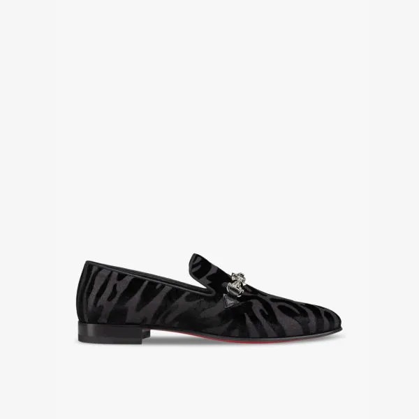 Бархатные мокасины Equiswing с шипами Christian Louboutin, черный