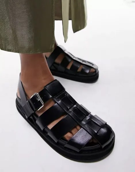 Черные массивные сандалии в рыбацком стиле Topshop Bea