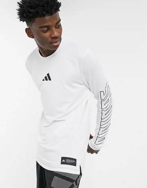 Белый лонгслив с логотипом adidas Training Hype