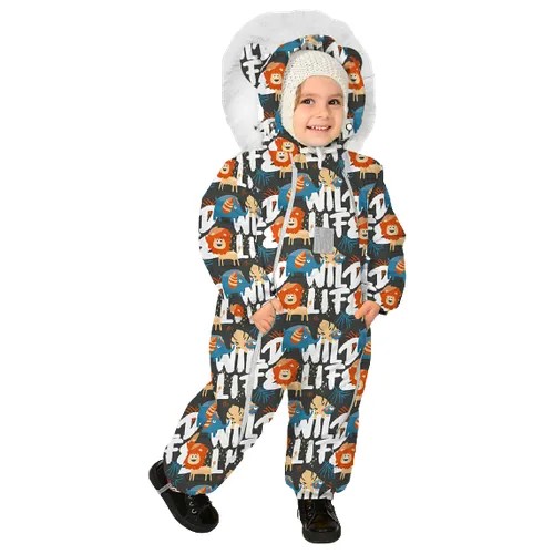 Комбинезон детский зимний. Malek Baby. Львята + синие слонята, 263ш/2 (98 см)