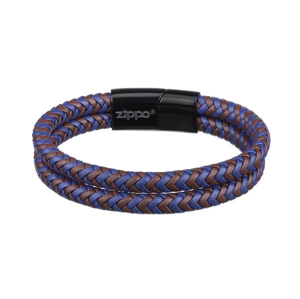 Браслет из натуральной кожи/стали р.20 Zippo Braided Leather Bracelet