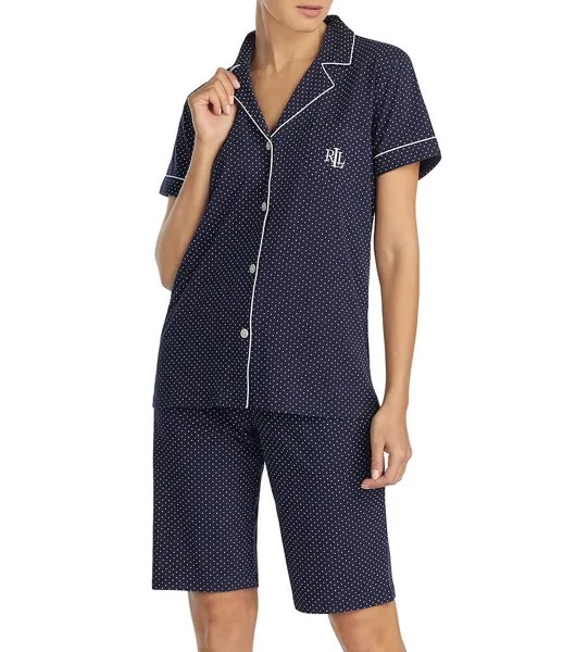 Пижамный комплект-бермуд с короткими рукавами Lauren Ralph Lauren, синий
