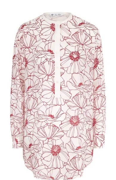 Удлиненная шелковая блузка с принтом Loro Piana