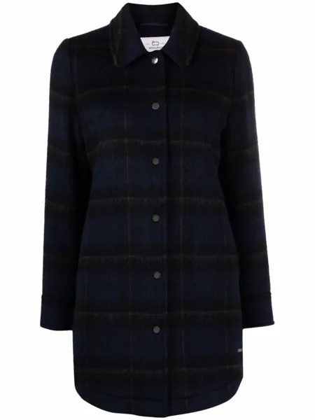 Woolrich клетчатая куртка-рубашка оверсайз, синий