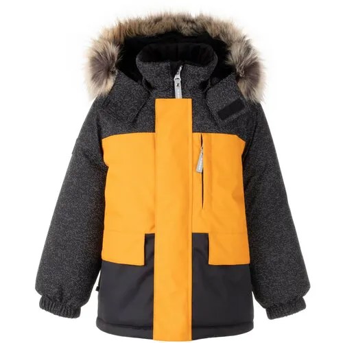 Куртка KERRY зимняя, подкладка, капюшон, размер 110, желтый, черный