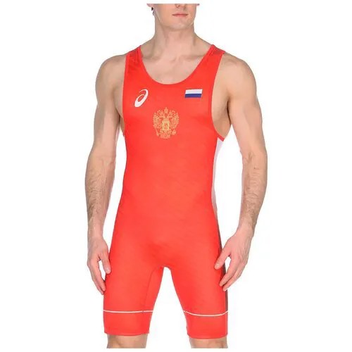 Трико мужское борцовское ASICS 157575 0023 RUSSIA WRESTLING SINGLET цвет оранжевый размер 2XL