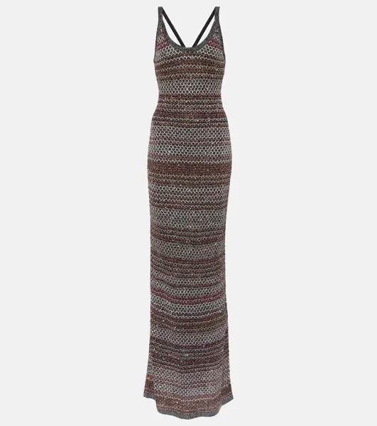 Полосатое платье макси с пайетками Missoni, мультиколор