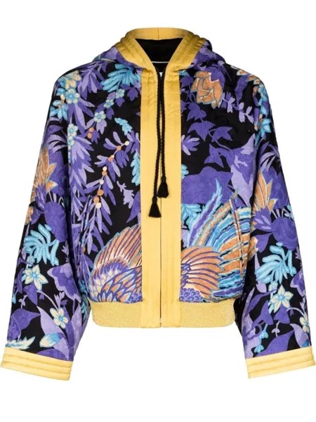 Жаккардовый бомбер с капюшоном Saint Laurent, фиолетовый