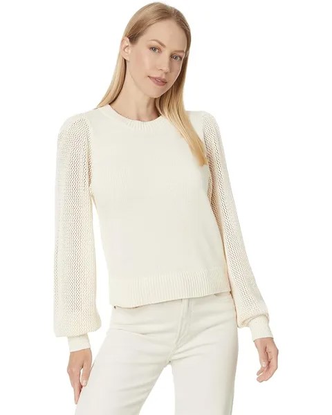 Свитер Lilla P Pointelle Sleeve Crewneck Sweater, кремовый