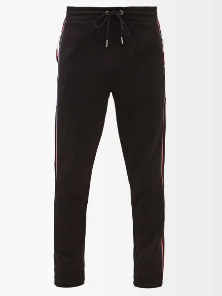Полосатые спортивные брюки из хлопка Moncler, черный