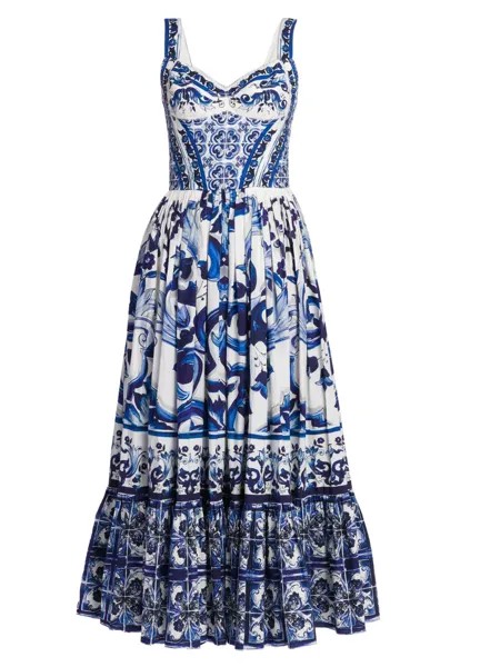 Расклешенное платье макси Blu Mediterraneo Painterly Fit & Flare DOLCE&GABBANA