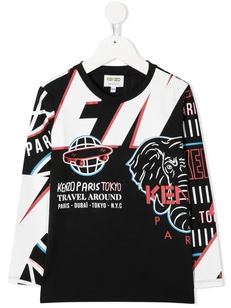 Kenzo Kids футболка с длинными рукавами и принтом