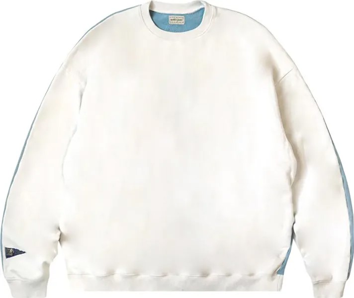 Свитер Kapital Fleece Knit 2Tones Remake Big Sweater (Bone) 'Ecru/Sax', кремовый