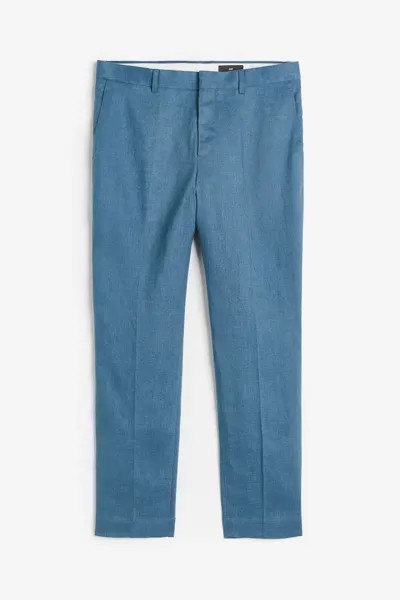 Брюки H&M Slim Fit Linen Suit, светло-синий