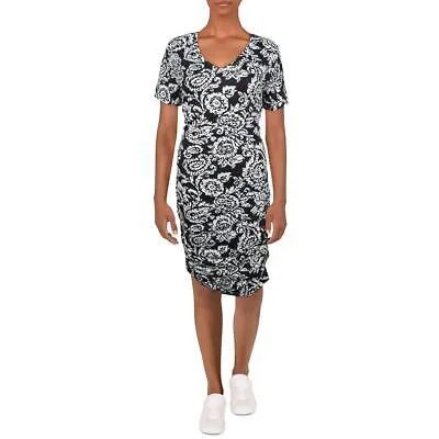 Женское черное удобное платье-футболка миди Morgan Taylor со рюшами L BHFO 8141