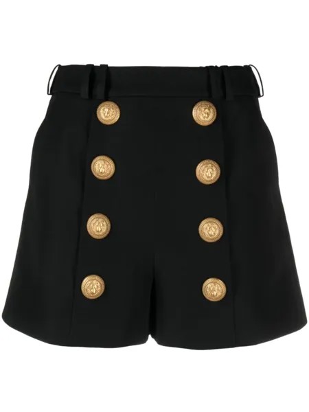 Balmain шорты из вирджинской шерсти с завышенной талией, черный