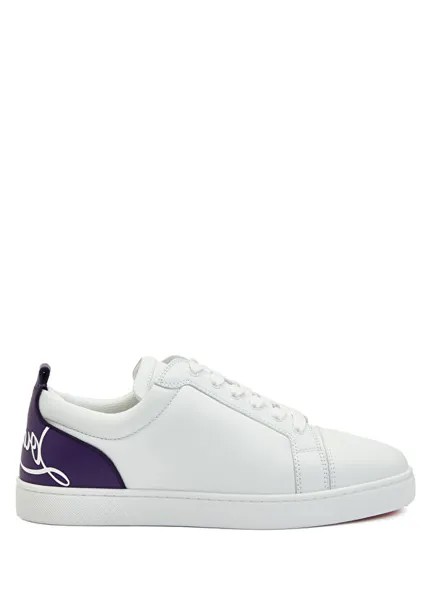 Фиолетовые мужские кожаные кроссовки Christian Louboutin, белый