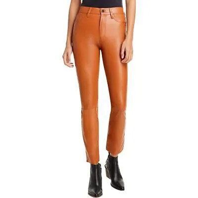 Jonathan Simkhai Женские коричневые прямые брюки из искусственной кожи до щиколотки 24 BHFO 7737