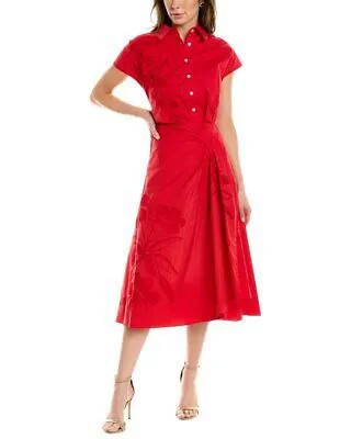 Платье-рубашка с вышивкой Carolina Herrera женское красное 10