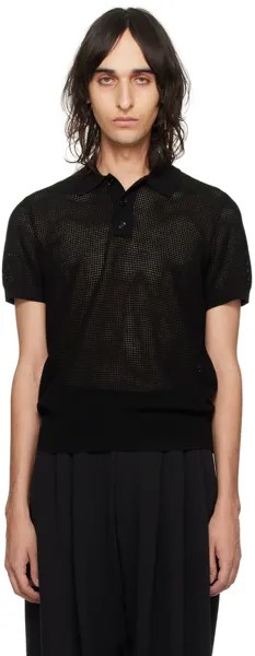 Черная футболка-поло с воротником-стойкой Dries Van Noten, цвет Black