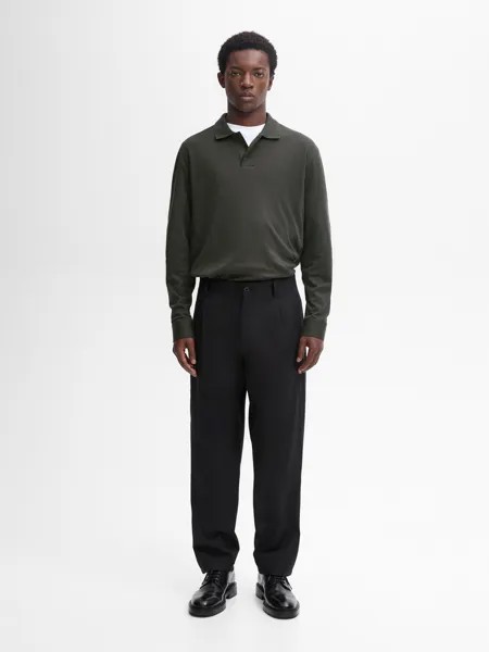 Рубашка поло с длинным рукавом из 100% хлопка Massimo Dutti, зеленый