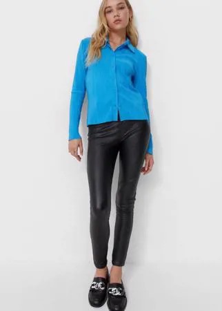 Stradivarius Плиссированная Рубашка Бирюзовый M