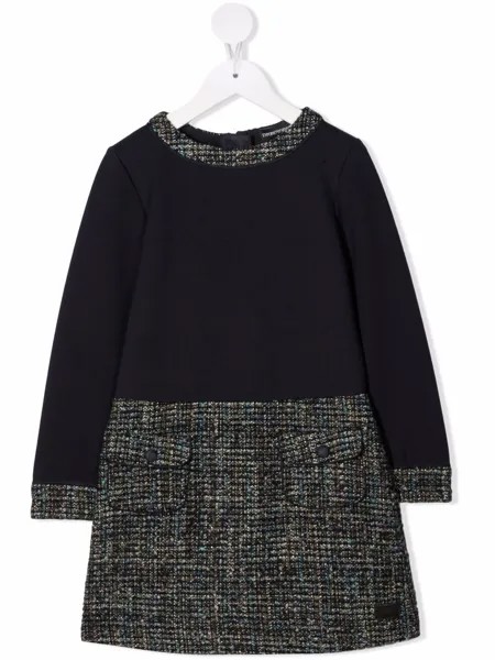 Emporio Armani Kids платье с твидовой вставкой