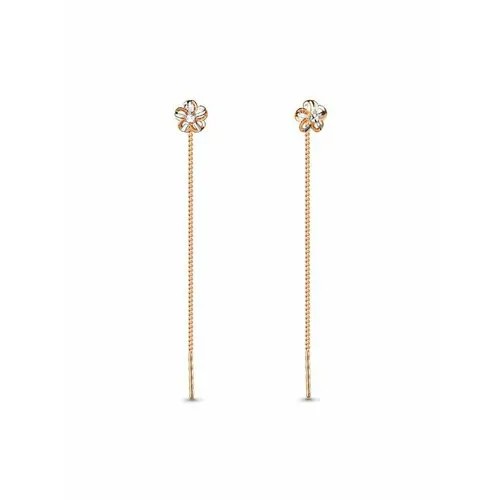 Серьги цепочки GOLD CENTER, красное золото, 585 проба, золотой