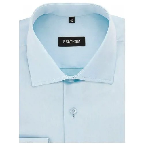 Рубашка мужская длинный рукав BERTHIER LONDON-46000371/ Fit-M(0), Полуприталенный силуэт / Regular fit, цвет Голубой, рост 174-184, размер ворота 44