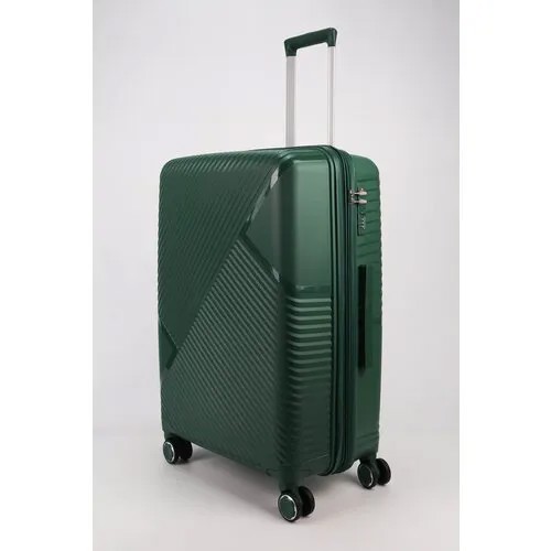 Чемодан Sweetbags большой из полипропилена с расширением на 4-х колесах с TSA замком (Диагональ) темно-зеленый L
