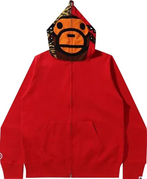 Худи BAPE Milo Shark Full Zip Hoodie 'Red', красный