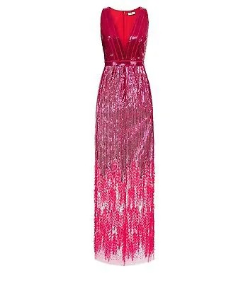 Elisabetta Franchi Red Carpet Fuchsia Sequins Dress Woman