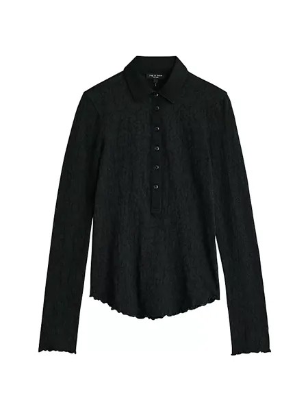 Жаккардовое кружевное поло Gemma Rag & Bone, черный