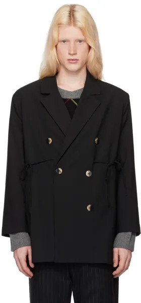 Черный пиджак с драпировкой Ganni, цвет Black