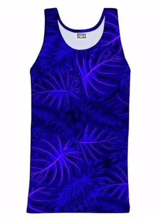 Tank top(ТАНК ТОП) Mr. Gugu & Miss Go спортивный для фитнеса Темно-Синие Тропики L