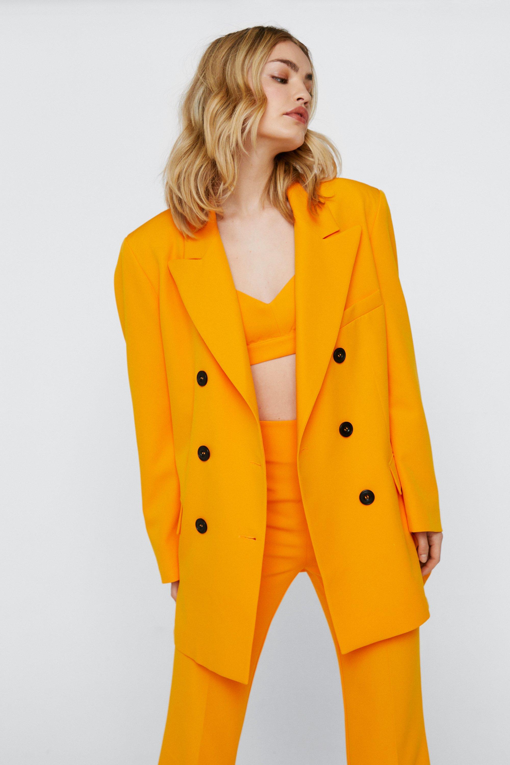 Приталенный двубортный пиджак оверсайз Nasty Gal, оранжевый