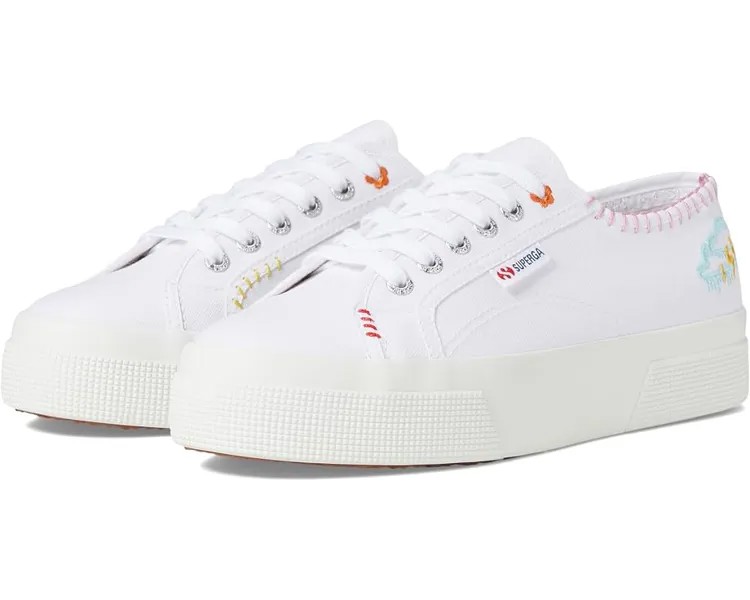Кроссовки Superga 2740 Happy Logo, цвет White/Multicolor Embroidery Logo