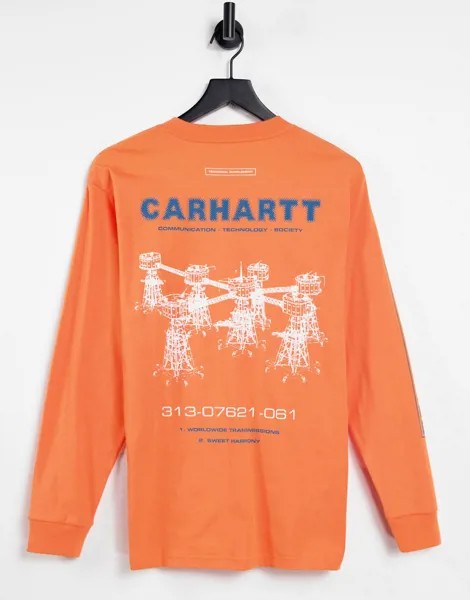 Оранжевый лонгслив Carhartt WIP airwaves-Оранжевый цвет