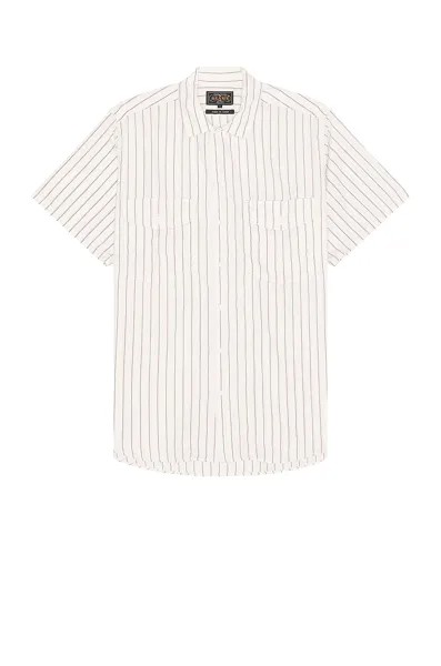 Рубашка Beams Plus Work Short Sleeve Stripe, белый