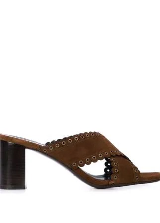 Saint Laurent мюли LouLou с люверсами и фестонами