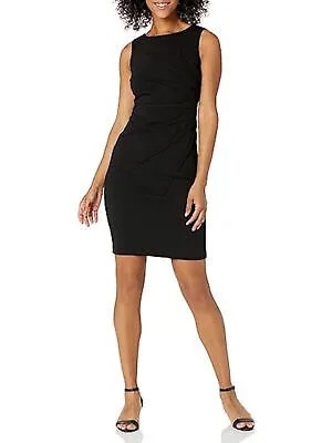 CALVIN KLEIN Черное женское коктейльное платье-футляр без рукавов длиной выше колена 8