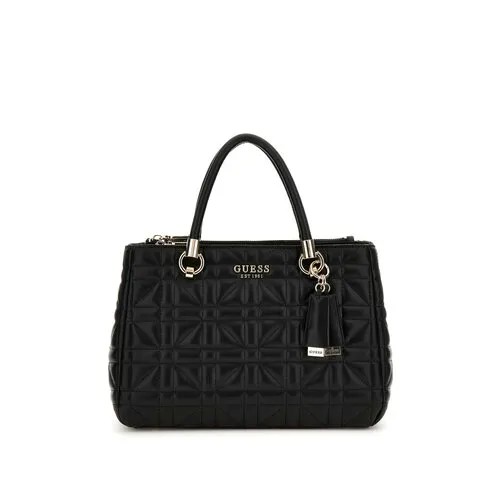 Сумка тоут GUESS, фактура стеганая, зернистая, черный