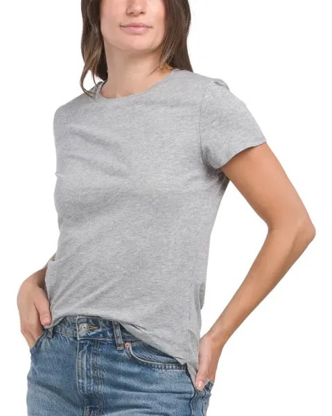 Однотонная футболка с круглым вырезом с короткими рукавами Three Dots, цвет Heather Grey