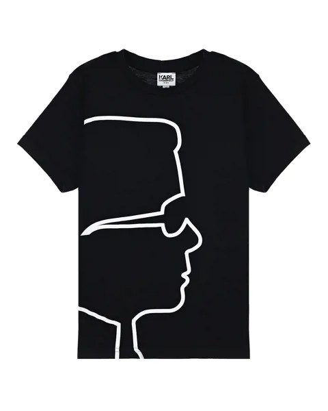 Черная футболка с профилем Карла Лагерфельда Karl Lagerfeld kids детская