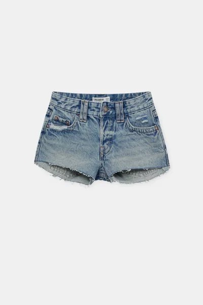 Шорты женские Pull&Bear PUL555496751 голубые 32 EU. Доставка из-за рубежа.