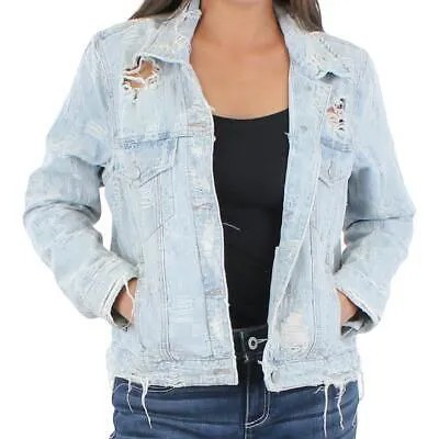 [BLANKNYC] Женская синяя легкая трикотажная теплая джинсовая куртка-пальто S BHFO 5875