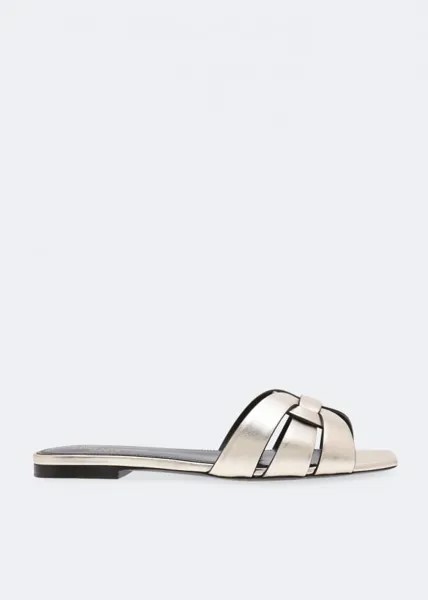 Сандалии SAINT LAURENT Tribute flat sandals, золотой