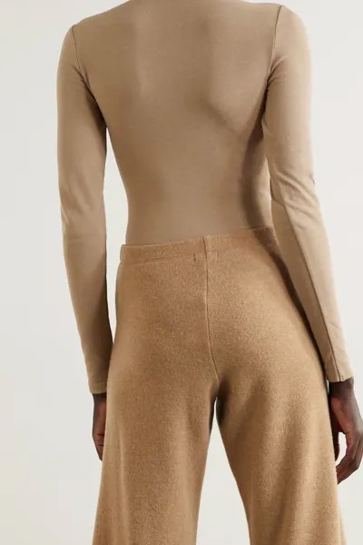 WOLFORD боди Colorado из эластичного джерси с высоким воротником и стрингами, песочный